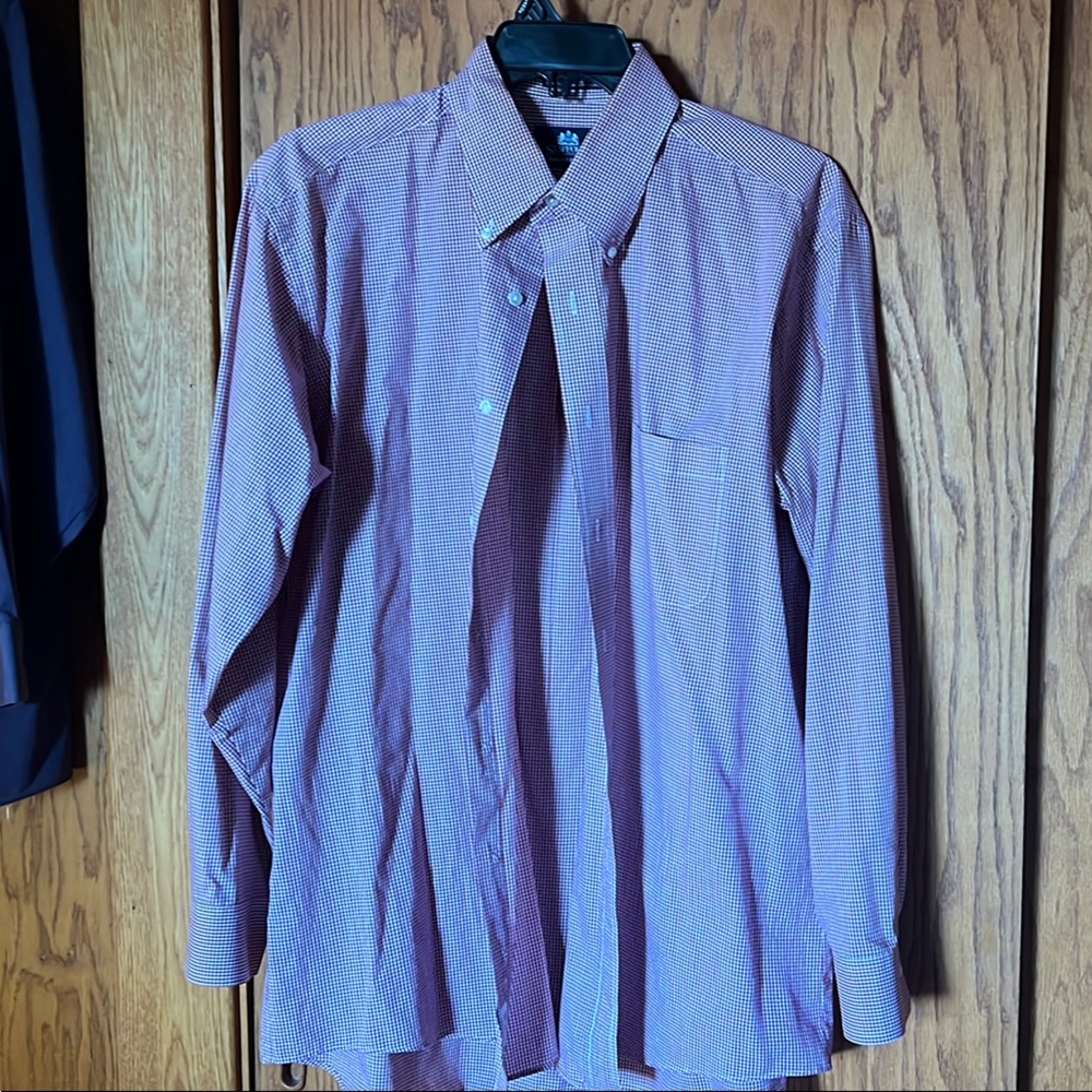 Stafford red and white checkered Casual Button Down Shirt